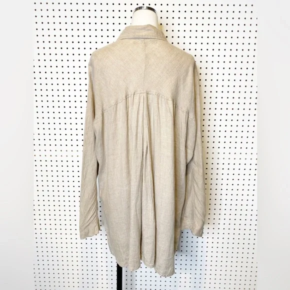 Flax Beige Button Down Shirt - Picture 2 of 9